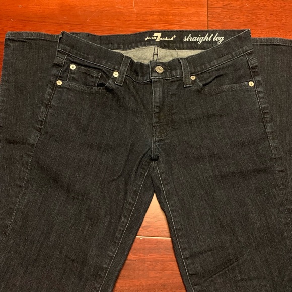 7 FOR ALL MAN KIND Straight Leg Dark Wash Jeans - Picture 4 of 8